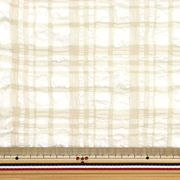 生地 『トレンドファブリック エンボスタータンチェック カットクロス 約110cm×50cm オフホワイト TF-75C-OW』 KIYOHARA 清原