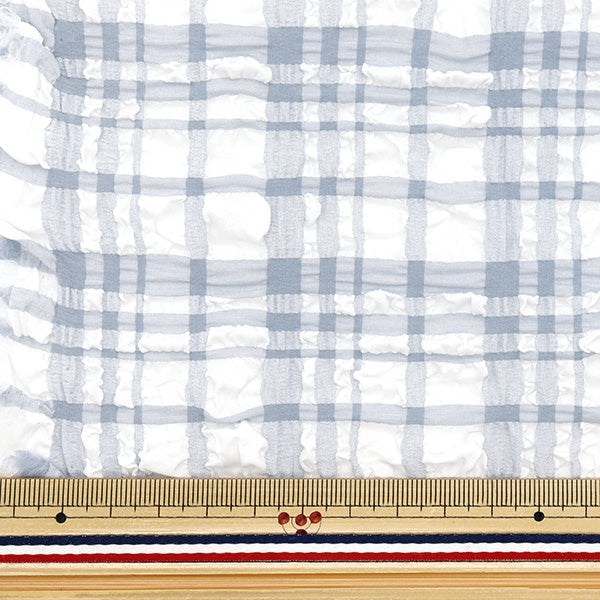 生地 『トレンドファブリック エンボスタータンチェック カットクロス 約110cm×50cm ライトブルー TF-75C-LBL』 KIYOHARA 清原