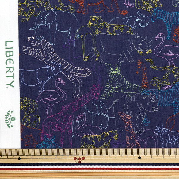 【数量5から】 生地 『リバティ・ファブリックス オーガニック・タナローン ネオン・サファリ 157J7491025BU』 Liberty Japan リバティジャパン