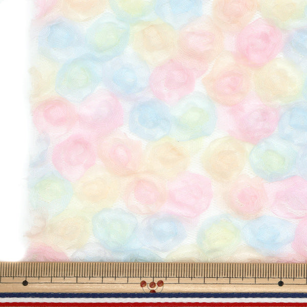 Fabric "Mini Rose Tulle Neroli Rose Cut Cloth Approx. 110cm x 50cm Light pink x blue NRF-13C-LPBL" KIYOHARA