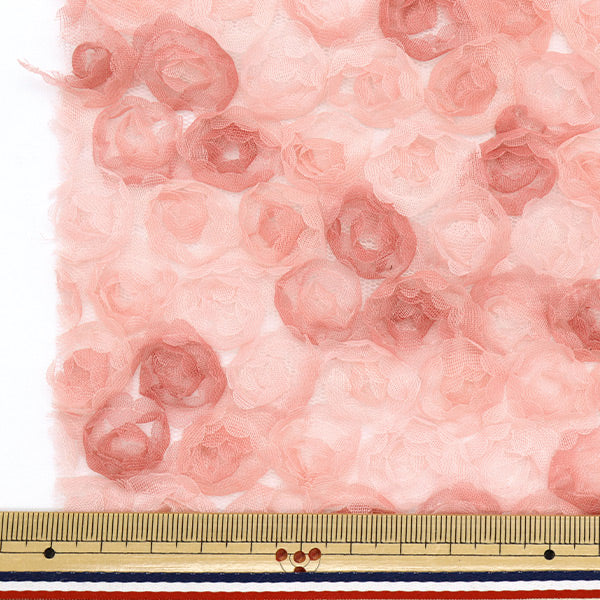 Fabric "Mini Rose Tulle Neroli Rose Cut Cloth Approx. 110cm x 50cm Pink NRF-13C-P" KIYOHARA
