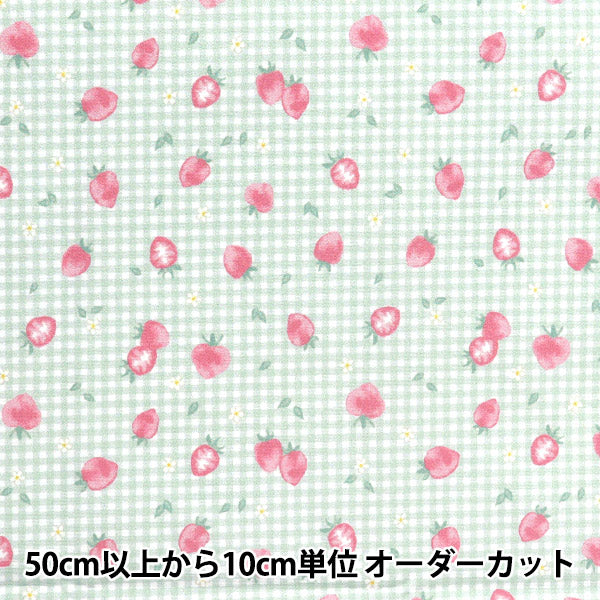 生地 『すごく水をはじく抗菌防臭超撥水ポリエステル カットクロス 約135cm×100cm ストロベリーチェック ミント C-HP-SC-ST-MT』