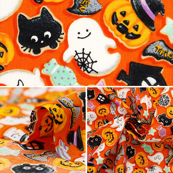 Fabric "Shower Halloween Lint Cut Cloth Approximately 110cm x 50cm Orange C-AP45101-2A "