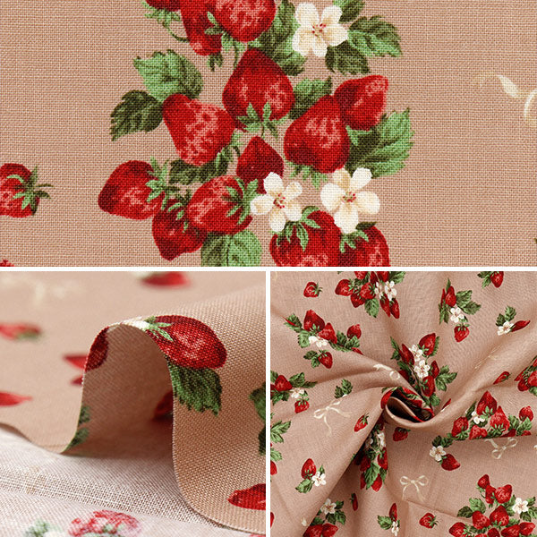 Fabric 『Sheeting UN/NO Cut Cloth Very Berry Approx. 110cm x 50cm Beige C-NN2318-11A"