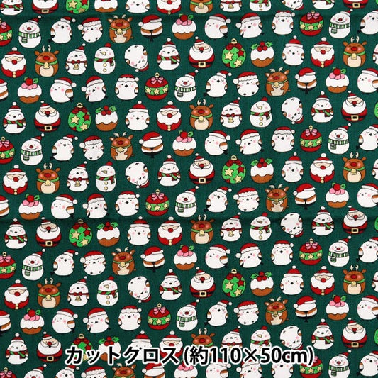 Fabric "Christmas print Cut Cloth Shimenaga about 110cm x 50cm Green C-SS-2404-2C "