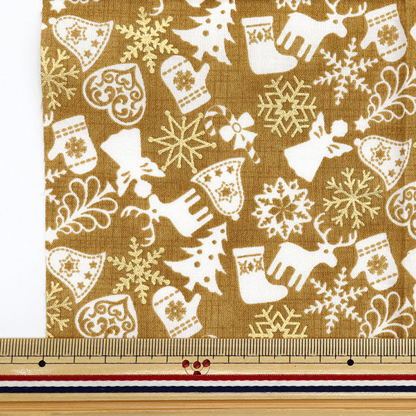 Fabric 『Quilting Cut Cloth Approximately 33cm x 50cm Christmas motif brown C-DX10621L-C"