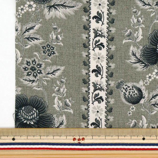 生地 『パッチワーク カットクロス 約33cm×50cm ベルフルール グレー C-DG10650S-F』