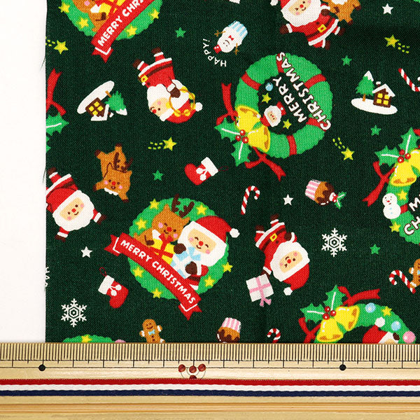 Fabric 『Quilting Cut Cloth Approximately 33cm x 50cm Christmas print leasing green C-AP45102-1A"