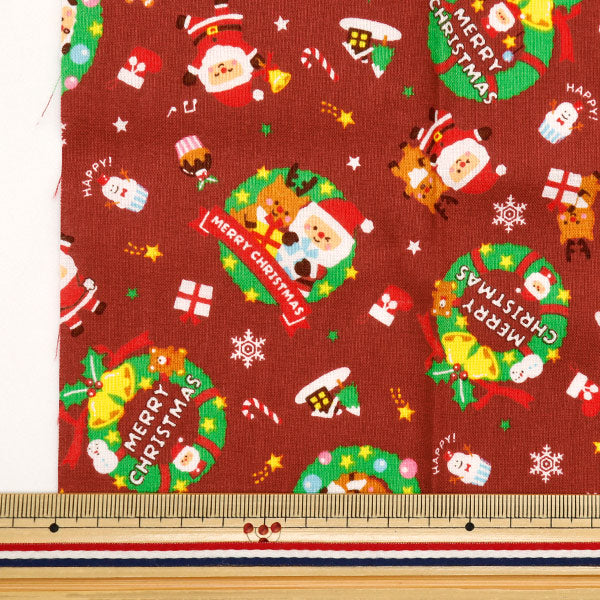 Fabric 『Quilting Cut Cloth Approximately 33cm x 50cm Christmas Print Lease Red C-AP45102-1B"