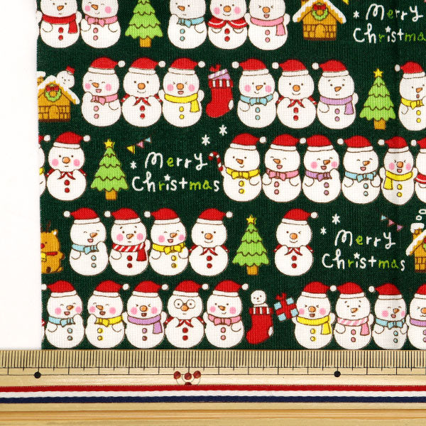 Fabric 『Quilting Cut Cloth Approximately 33cm x 50cm Christmas print Snowman Green C-AP45102-3A"