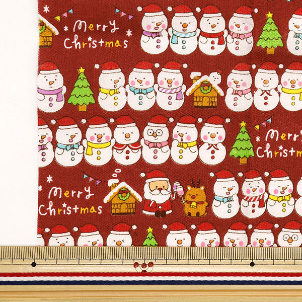 Fabric 『Quilting Cut Cloth Approximately 33cm x 50cm Christmas print Snowman Red C-AP45102-3B"