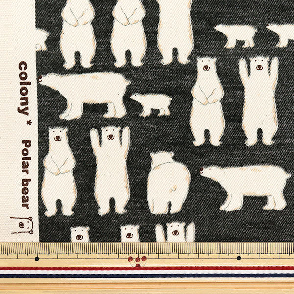 【数量5から】 生地 『ツイル バンザイしろくま ブラック KTS7108-E』 COTTON KOBAYASHI コットンこばやし 小林繊維