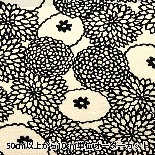 【数量5起】 織物 “早子布波纹印花装饰象牙色×黑色UP5948-B" COTTON KOBAYASHI