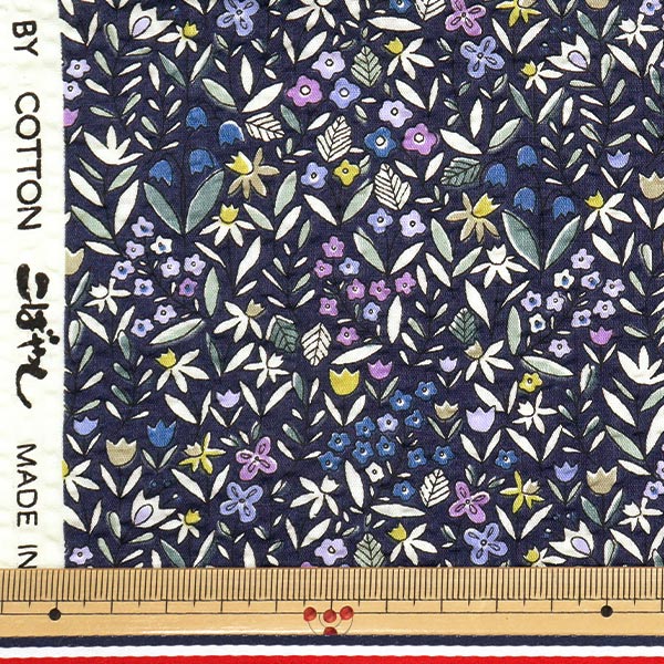 【数量5から】 生地 『リップルプリント 花柄 ネイビー KTS7087-E』 COTTON KOBAYASHI コットンこばやし 小林繊維