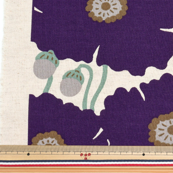 【数量5起】 織物 “早这个布棉麻画布罂粟花海军UP5963-C" COTTON KOBAYASHI