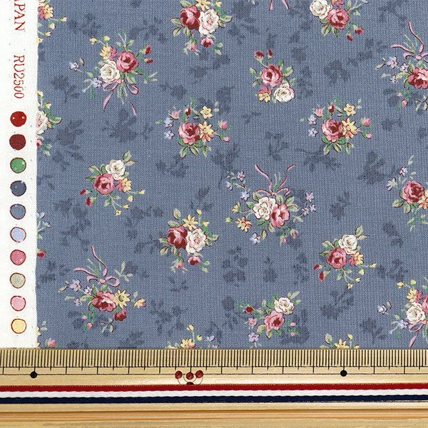 【数量5から】 生地 『シーチング ルルブーケ ユーフォリア ブルー RU2500-13F』 Quilt Gate キルトゲイト