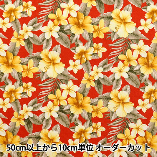 【数量5から】 生地 『ブロード ハイビスカス レッド 4236-1-4』
