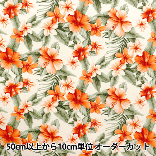 【数量5から】 生地 『ブロード ハイビスカス ベージュ 4236-1-5』