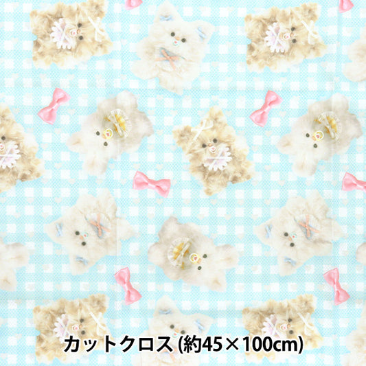 生地 『imaDOKIkids カットクロス 約45cm×100cm ふわふわベビーリボン ブルー IMAF-22C-BL』 KIYOHARA 清原