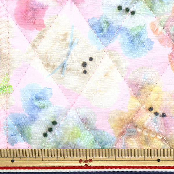 织物 "imadokikids被子剪布 大约60厘米x 100厘米彩虹动物粉红色IMAF-21QC-PC-P" KIYOHARA