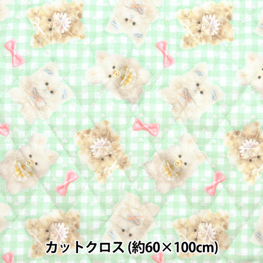 Fabric "Imadokikids quiltCut Cloth Approximately 60cm x 100cm fluffy baby ribbon green IMAF-22QC-G" KIYOHARA