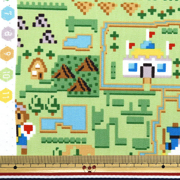 【数量5から】 生地 『ナニコレシリーズ オックス 撥水加工 ドットピクチャーマップ グリーン NNF-19G』