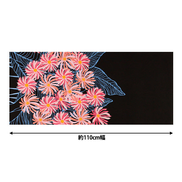 【数量5起】 織物 莫纳罗亚TC夏威夷印花非洲菊黑色×粉红色YFOP0417"