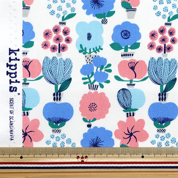 Fabric "KIPPIS Oxford Cut Cloth Approximately 108 x 50cm Winter Botanical Garden Blue KPOK-85B"