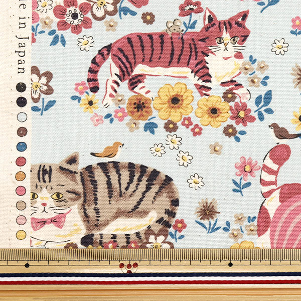 【数量5起】 織物 『牛津布 强大的动物猫花萨克斯YGA-81050-1C" KOKKA