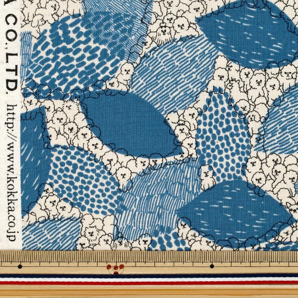【数量5起】 織物 "marble SUD棉麻板材織物 BichonFrise蓝色EGX-8502-1D" KOKKA