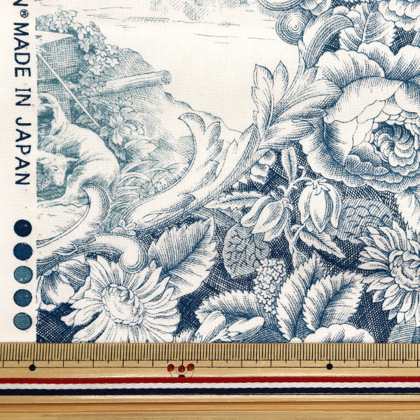 【数量5起】 織物 经典印花和瓦德朱伊风白×铁蓝色819589-S" YUWA有轮商店