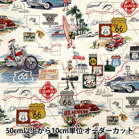 【数量5から】 生地 『USAコットン シーチング ALEXANDER HENRY memories of route 66 9056-AR』