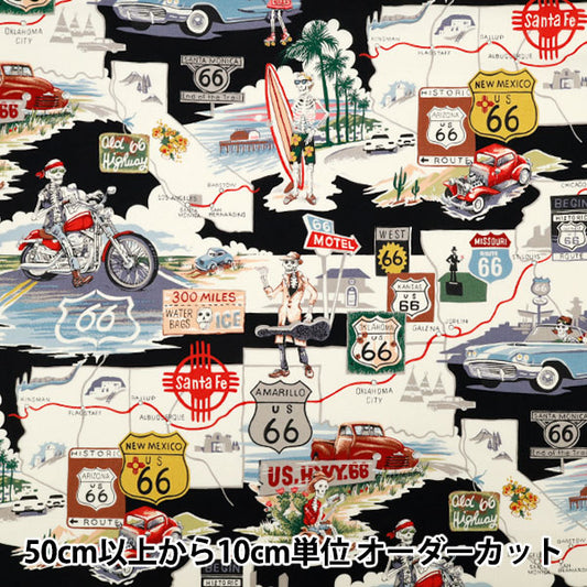 【数量5から】 生地 『USAコットン シーチング ALEXANDER HENRY memories of route 66 9056-BR』