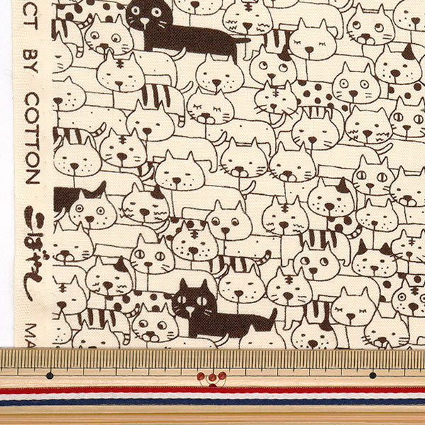 【数量5から】 生地 『シーチング ネコだらけ モノクロ ACS1107-D』 COTTON KOBAYASHI コットンこばやし 小林繊維