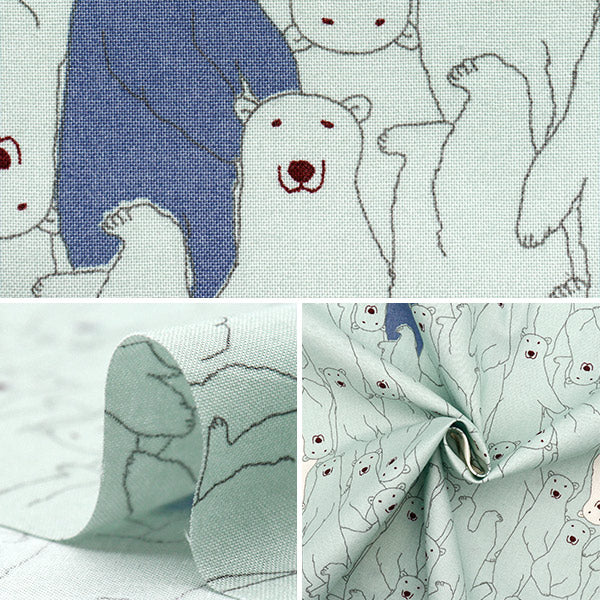 【数量5から】 生地 『シーチング 白クマだらけ ブルー ACS1112-A』 COTTON KOBAYASHI コットンこばやし 小林繊維