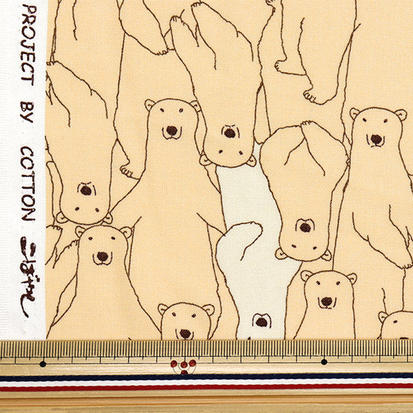 【数量5から】 生地 『シーチング 白クマだらけ クリーム ACS1112-B』 COTTON KOBAYASHI コットンこばやし 小林繊維