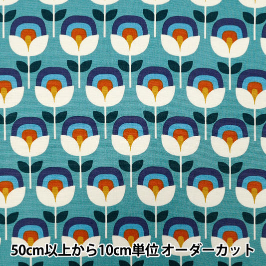 【数量5から】 生地 『オックス レトロフラワー ブルー ACS1130-C』 COTTON KOBAYASHI コットンこばやし 小林繊維
