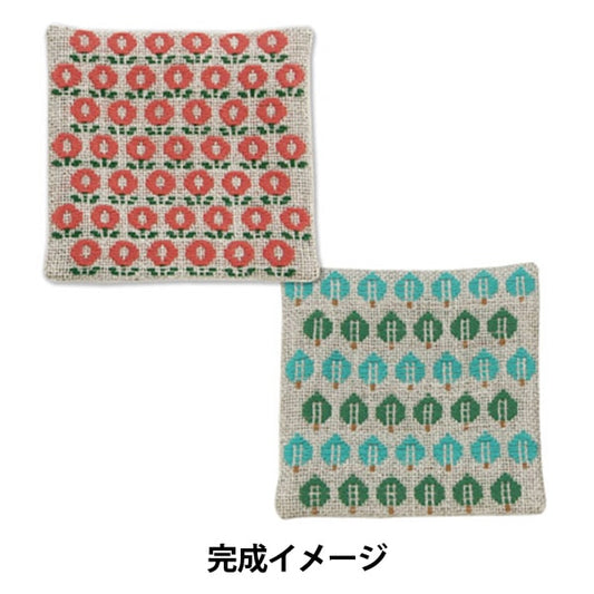 刺绣套件“ Harinooto Kogin Sashimi Coaster Daisy and Forest” Olympus