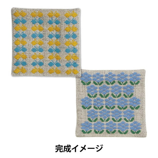 刺绣套件“ Harinooto Kogin Stab Coaster Chocolate and Flower” Olympus