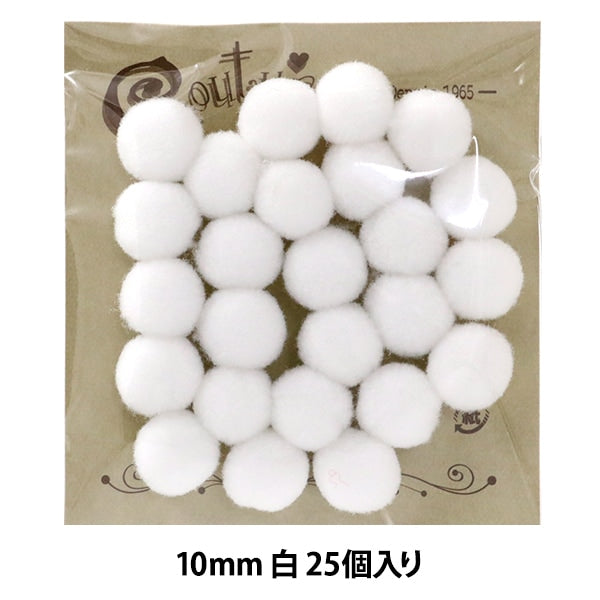 手芸パーツ 『ボンテン 10mm 1.白 25個入り』 寺井