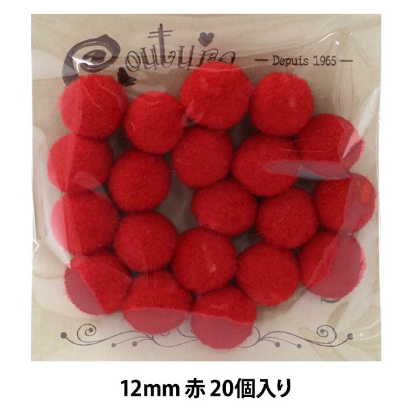 手芸パーツ 『ボンテン 12mm 5.赤 20個入り』 寺井