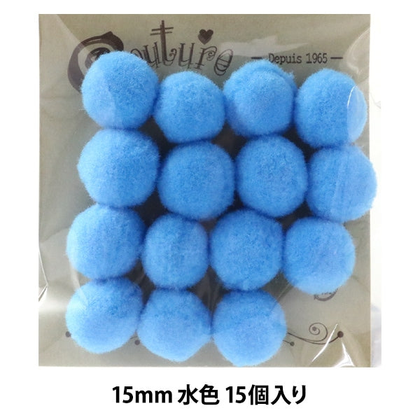 手芸パーツ 『ボンテン 15mm 6.水色 15個入り』 寺井