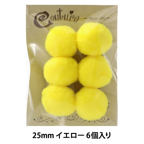 手芸パーツ 『ボンテン 25mm 2.イエロー 6個入り』 寺井