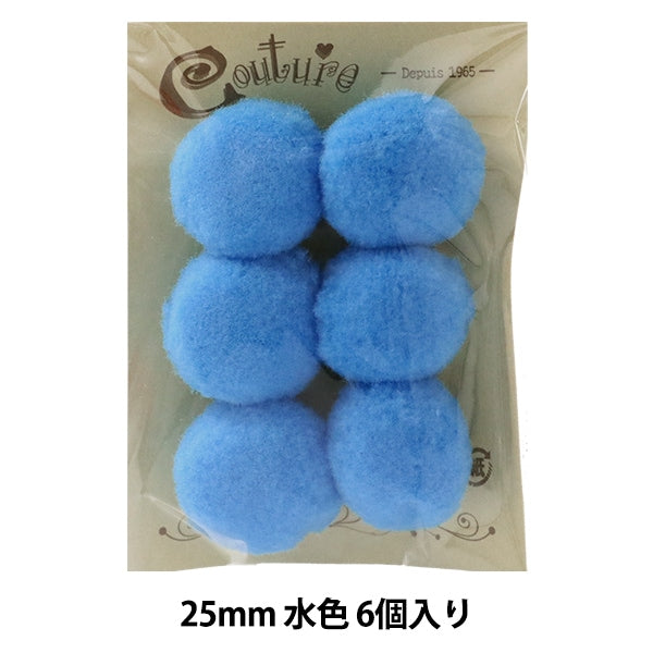 手芸パーツ 『ボンテン 25mm 6.水色 6個入り』 寺井