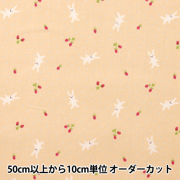 【数量5から】 生地 『スケア ホーミーコレクション うさぎといちご柄 DH11989S-E』