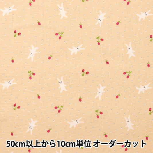 【数量5から】 生地 『スケア ホーミーコレクション うさぎといちご柄 DH11989S-E』