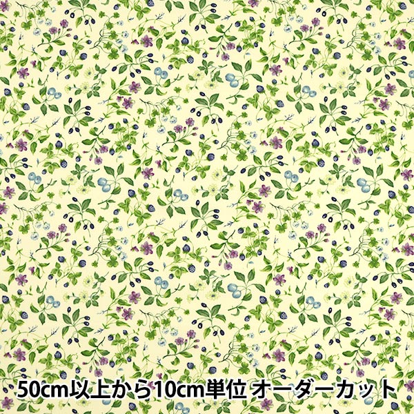 【数量5から】 生地 『ツイルプリント フルーツ&花柄 ブルー KSP4894-B』 COTTON KOBAYASHI コットンこばやし 小林繊維