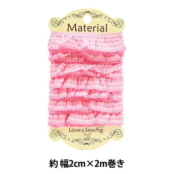 褶边丝带胶带“检查装饰2m卷的粉红色CF1”