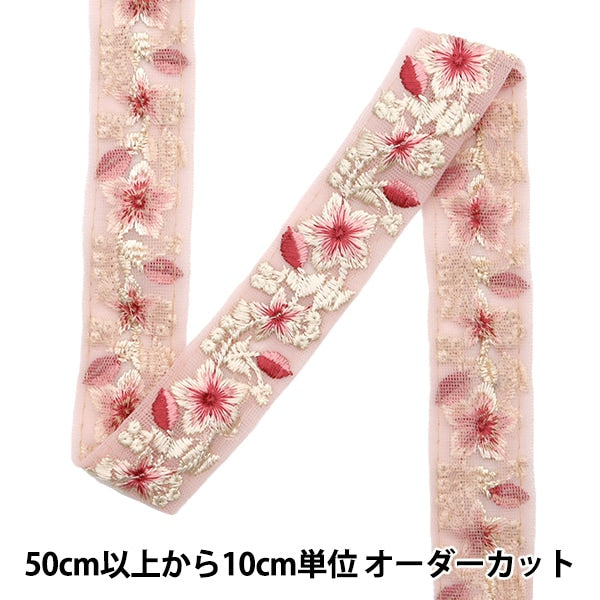 【数量5から】 手芸ブレード 『2022 インド刺繍ブレード ピンク×ピンク 45124A』