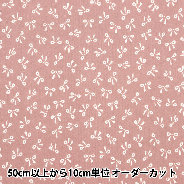 【数量5から】 生地 『シーチング モノバードリボン ピンク NO-RIBB-A』
